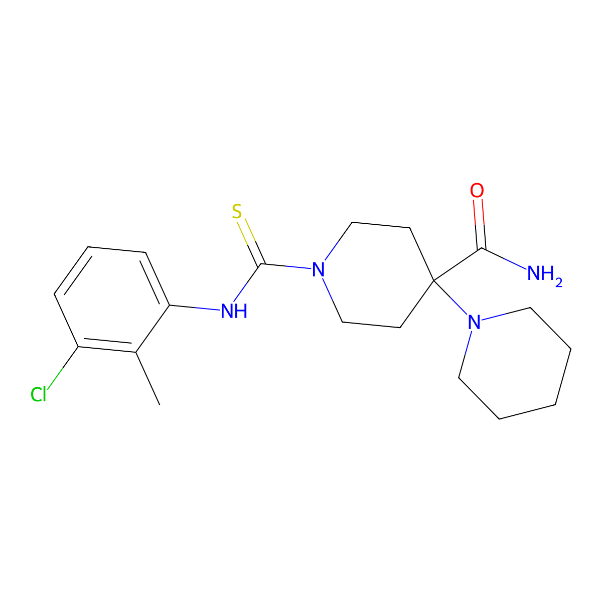 1'-{[(3-Chloro-2-methylphenyl)amino]carbonothioyl}-1,4'-bipiperidine-4'-carboxamide molecular structure, CAS 433312-39-1