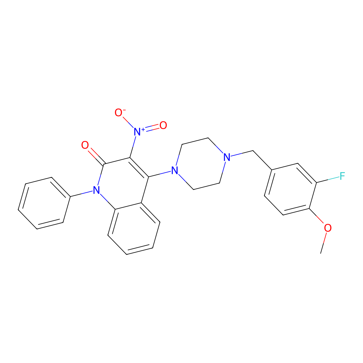 4-(4-(3-fluoro-4-methoxybenzyl)piperazin-1-yl)-3-nitro-1-phenylquinolin-2(1H)-one molecular structure, CAS 433312-69-7