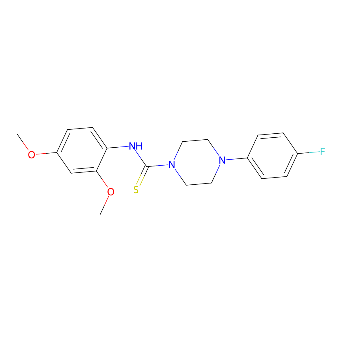 N-(2,4-dimethoxyphenyl)-4-(4-fluorophenyl)piperazine-1-carbothioamide molecular structure, CAS 433312-73-3