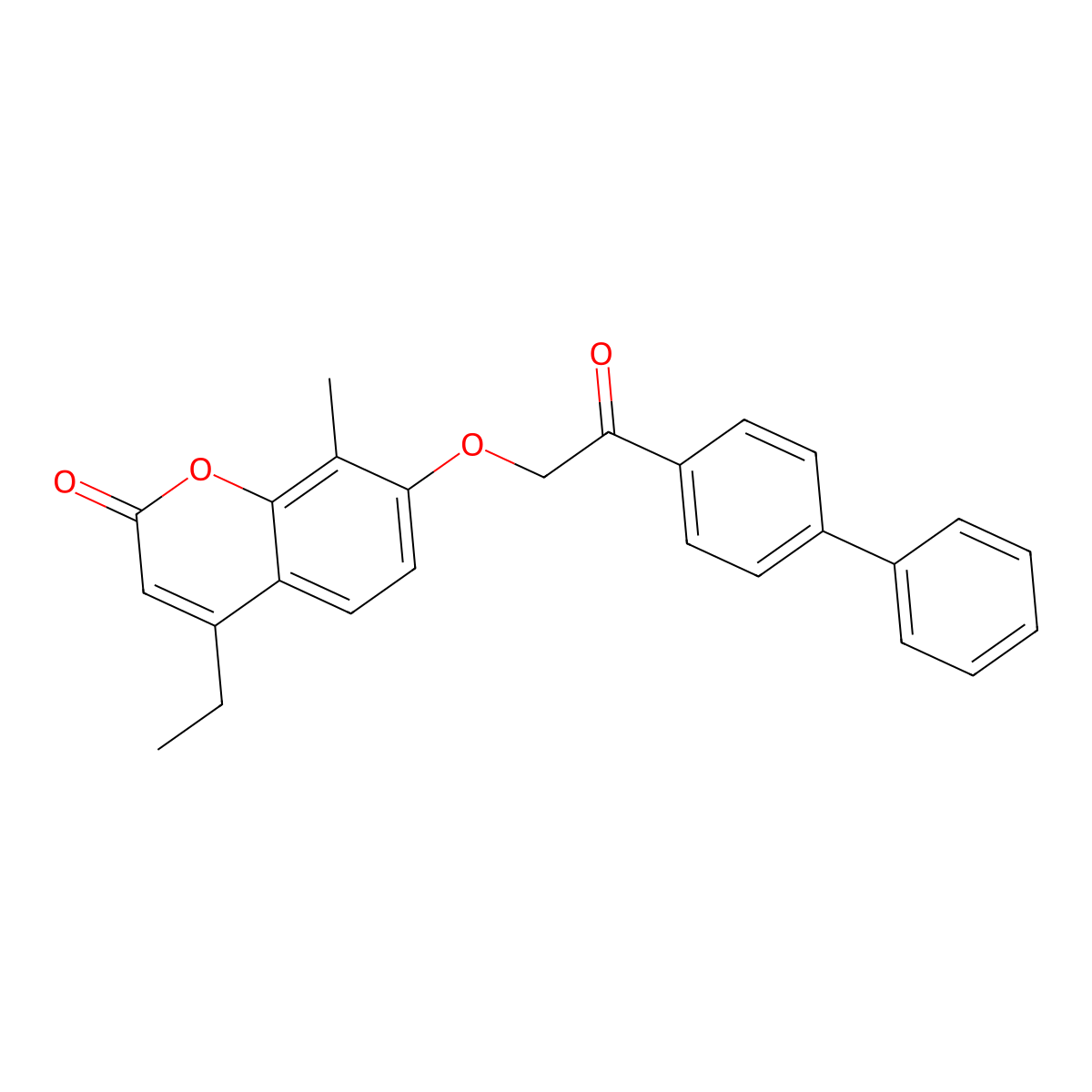 7-[2-(biphenyl-4-yl)-2-oxoethoxy]-4-ethyl-8-methyl-2H-chromen-2-one molecular structure, CAS 433312-74-4