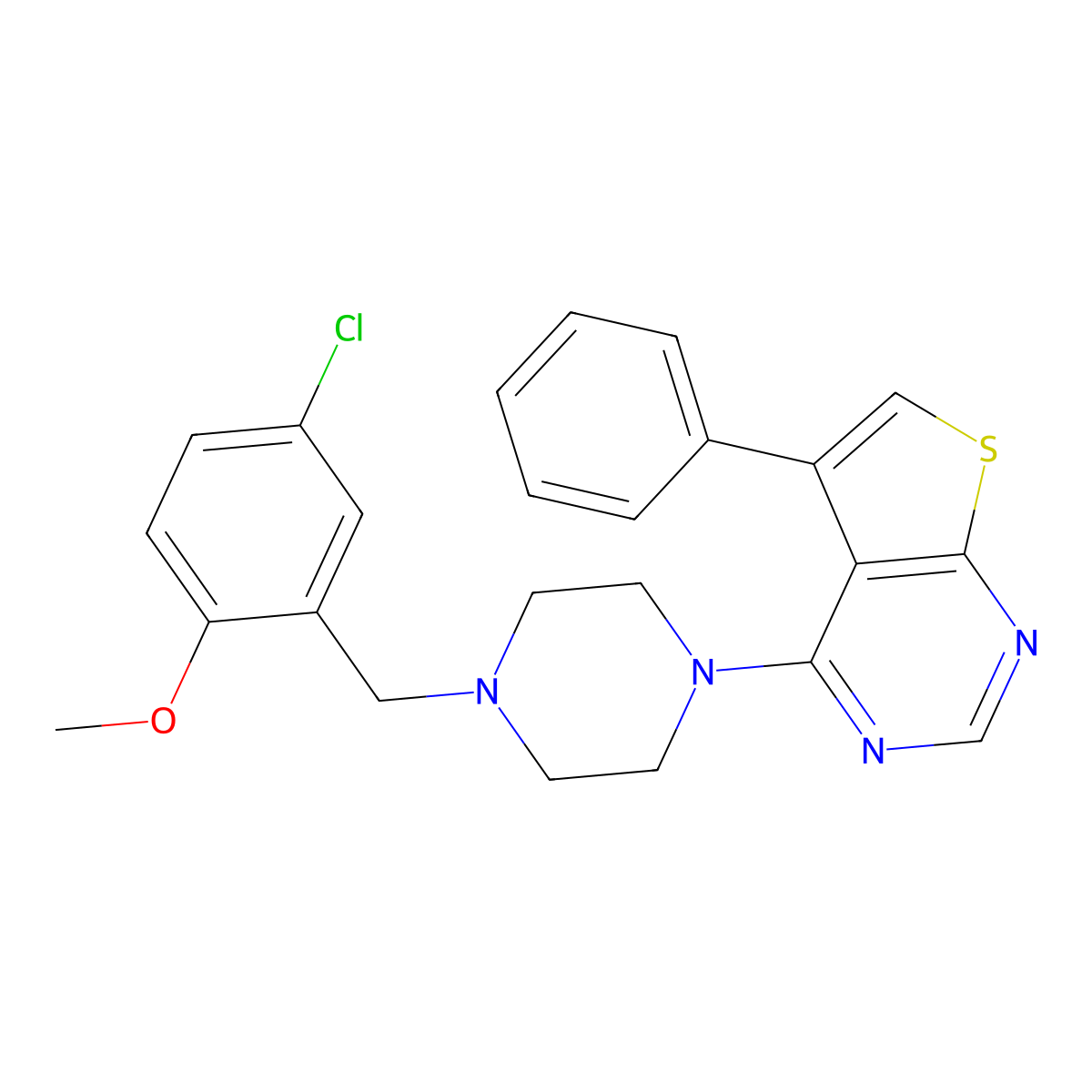 4-(4-(5-Chloro-2-methoxybenzyl)piperazin-1-yl)-5-phenylthieno[2,3-d]pyrimidine molecular structure, CAS 433312-91-5