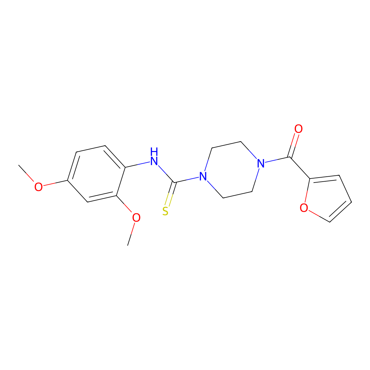 N-(2,4-dimethoxyphenyl)-4-(furan-2-carbonyl)piperazine-1-carbothioamide molecular structure, CAS 433312-94-8