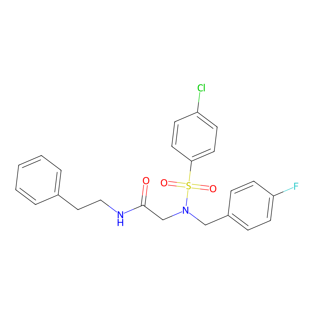 N~2~-[(4-chlorophenyl)sulfonyl]-N~2~-(4-fluorobenzyl)-N-(2-phenylethyl)glycinamide molecular structure, CAS 433313-43-0