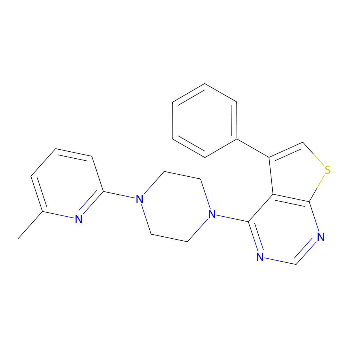 4-(4-(6-Methylpyridin-2-yl)piperazin-1-yl)-5-phenylthieno[2,3-d]pyrimidine molecular structure, CAS 433313-47-4