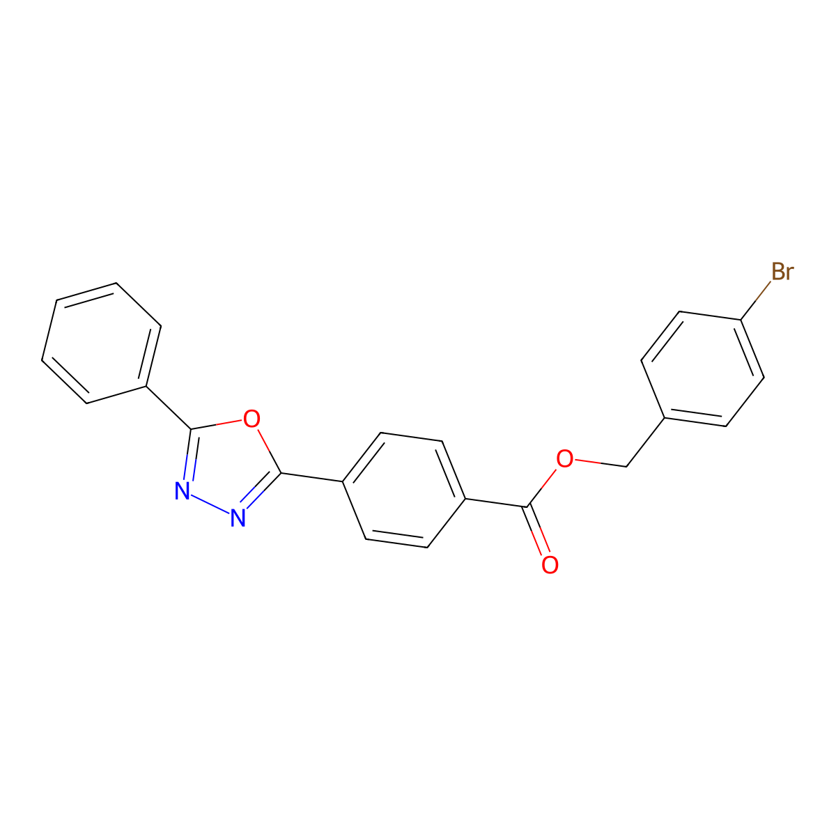 4-Bromobenzyl 4-(5-phenyl-1,3,4-oxadiazol-2-yl)benzoate molecular structure, CAS 433313-48-5