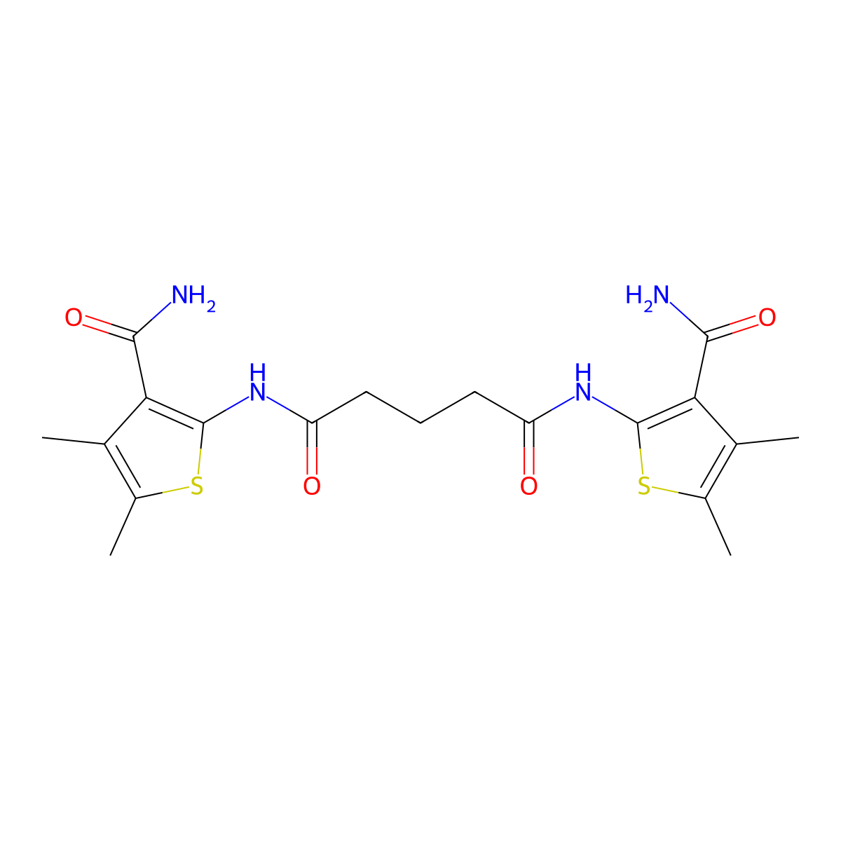 N,N'-bis(3-carbamoyl-4,5-dimethylthiophen-2-yl)pentanediamide molecular structure, CAS 433313-64-5