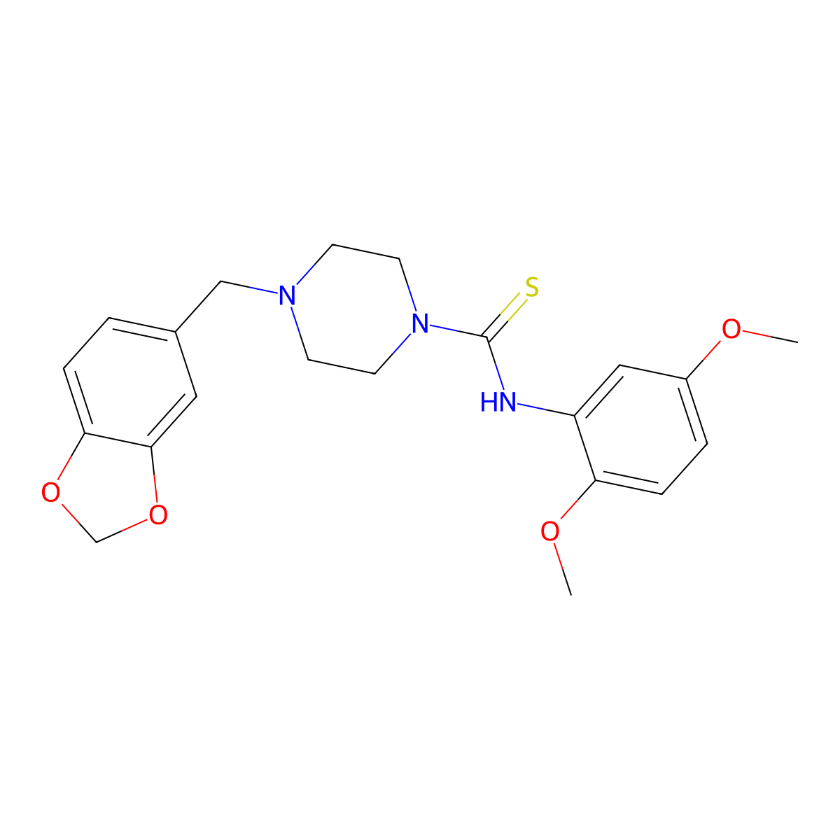 4-(1,3-benzodioxol-5-ylmethyl)-N-(2,5-dimethoxyphenyl)piperazine-1-carbothioamide molecular structure, CAS 433313-79-2