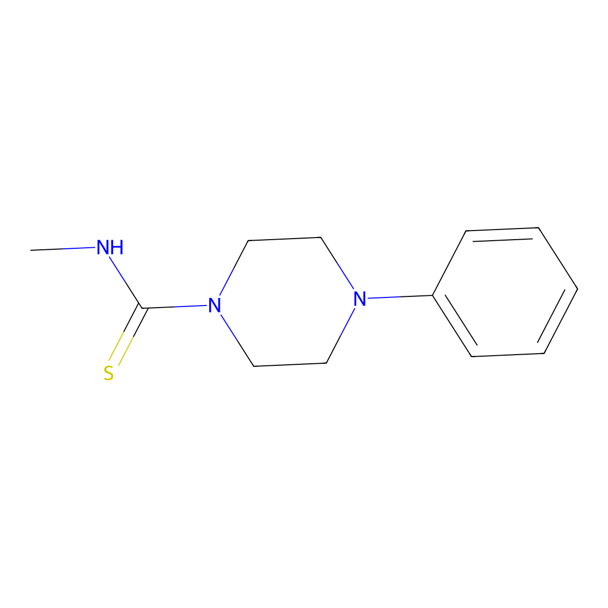 (Methylamino)(4-phenylpiperazinyl)methane-1-thione molecular structure, CAS 433313-85-0