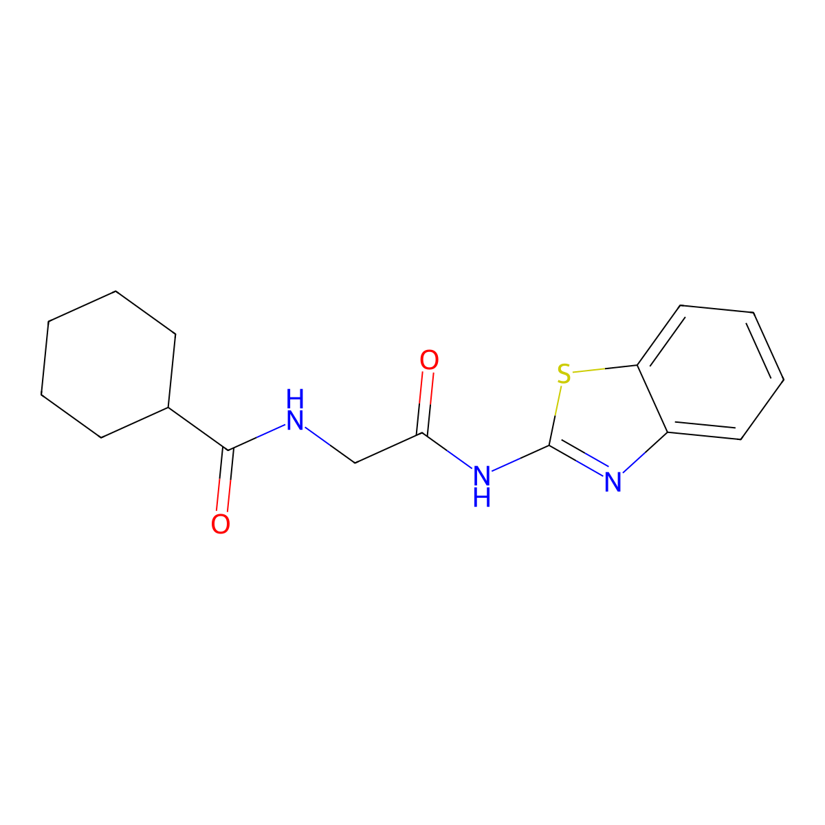 N-benzothiazol-2-yl-2-(cyclohexylcarbonylamino)acetamide molecular structure, CAS 433313-98-5