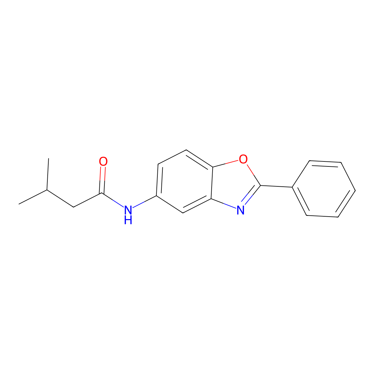 3-methyl-N-(2-phenyl-1,3-benzoxazol-5-yl)butanamide molecular structure, CAS 433314-30-8