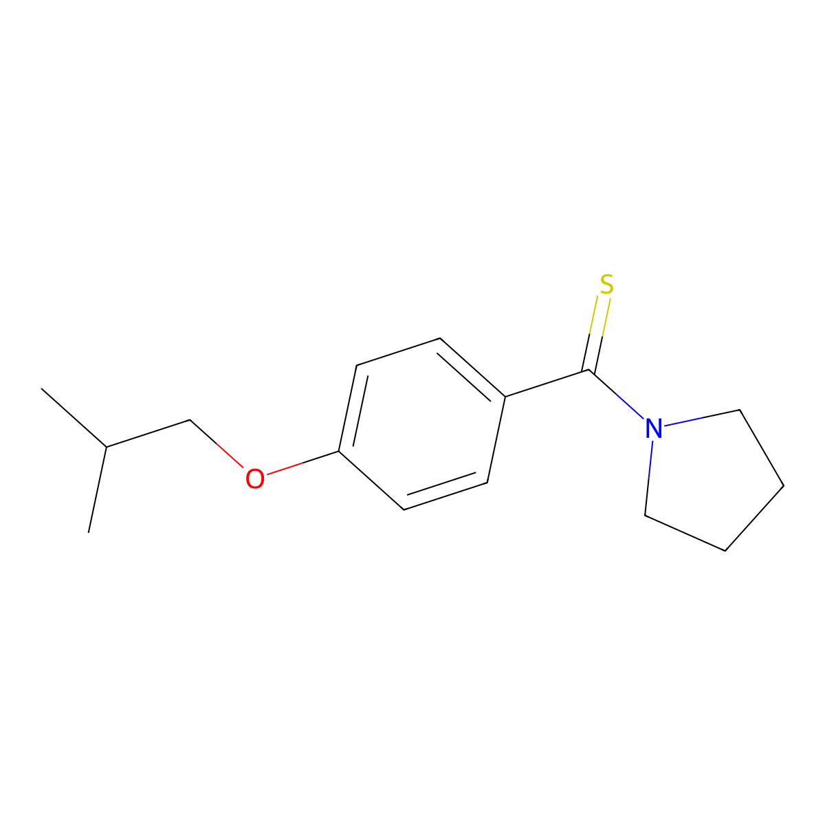 Isobutyl 4-(1-pyrrolidinylcarbothioyl)phenyl ether molecular structure, CAS 433314-31-9