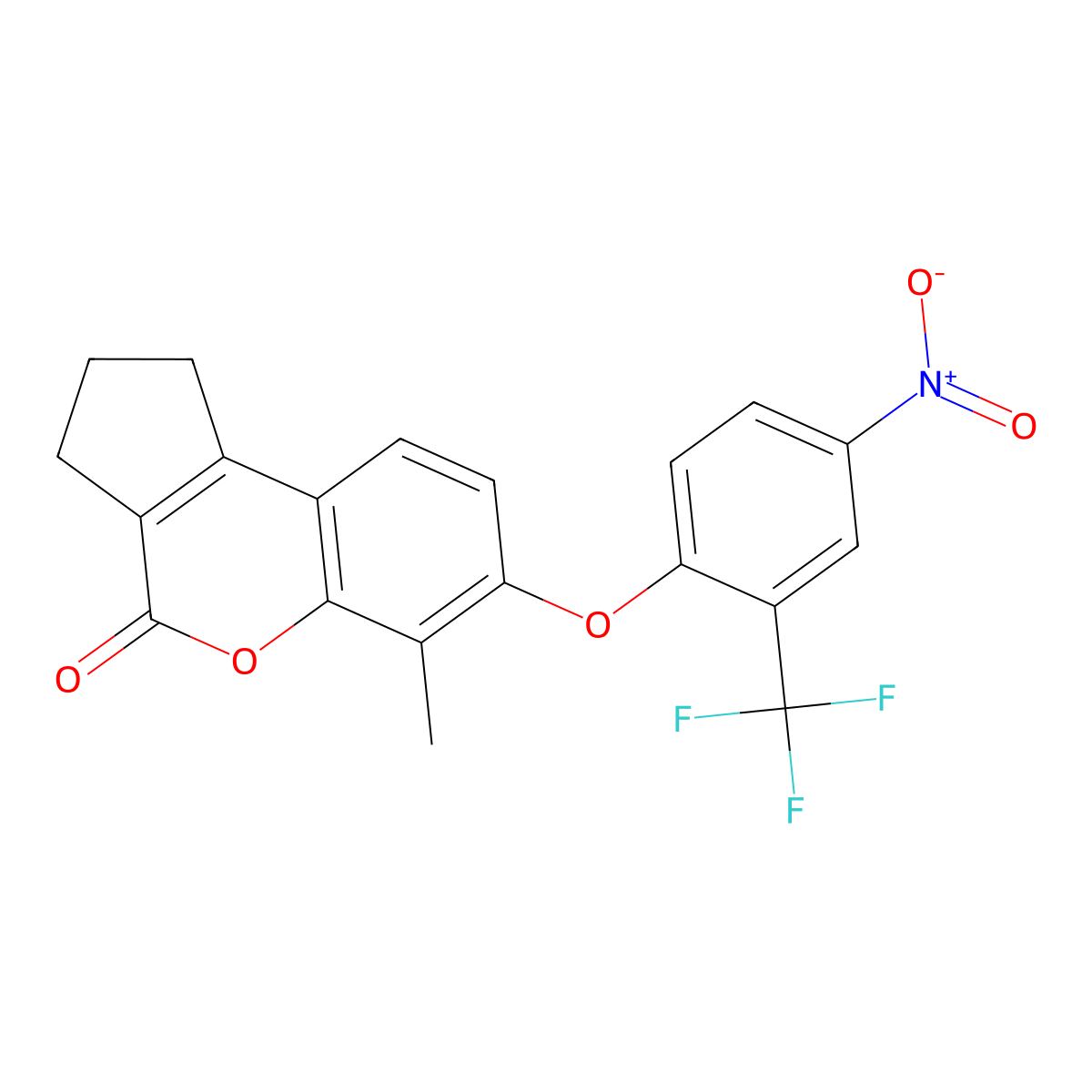 6-methyl-7-[4-nitro-2-(trifluoromethyl)phenoxy]-2,3-dihydro-1H-cyclopenta[c]chromen-4-one molecular structure, CAS 433314-40-0