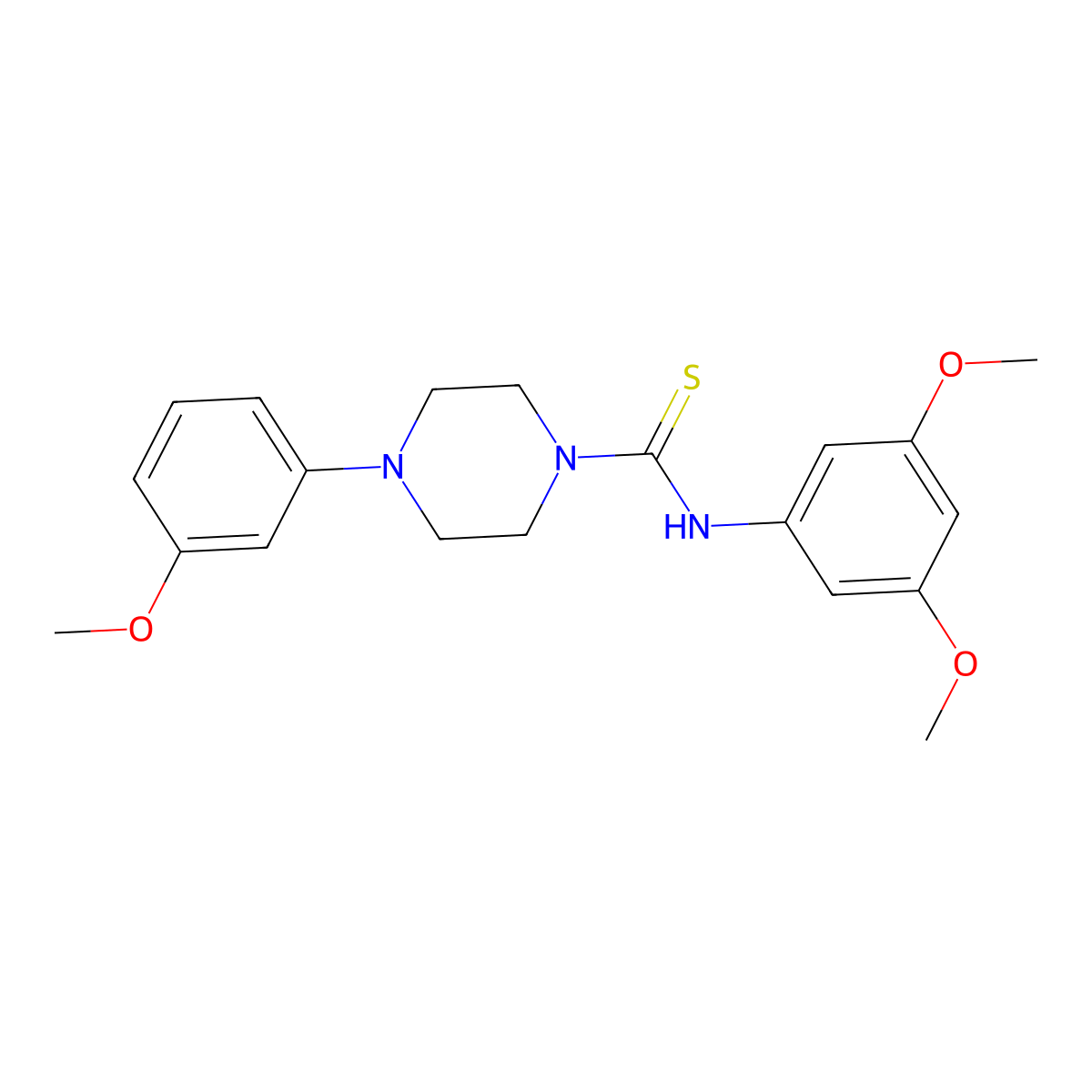 N-(3,5-dimethoxyphenyl)-4-(3-methoxyphenyl)piperazine-1-carbothioamide molecular structure, CAS 433314-53-5