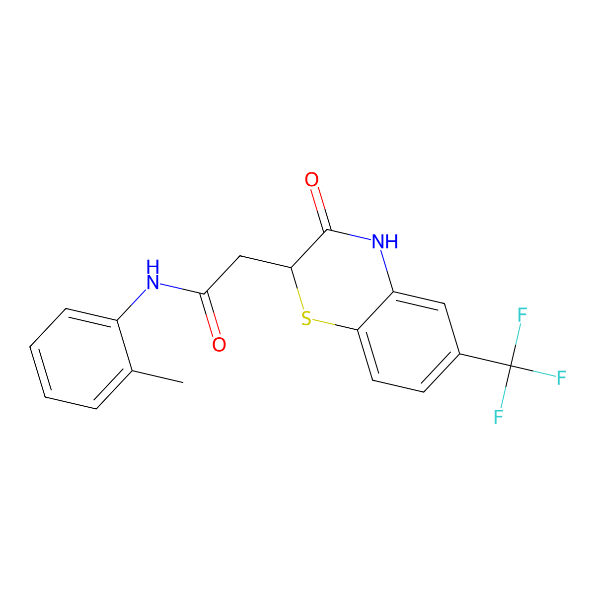 N-(2-methylphenyl)-2-[3-oxo-6-(trifluoromethyl)-3,4-dihydro-2H-1,4-benzothiazin-2-yl]acetamide molecular structure, CAS 433314-54-6