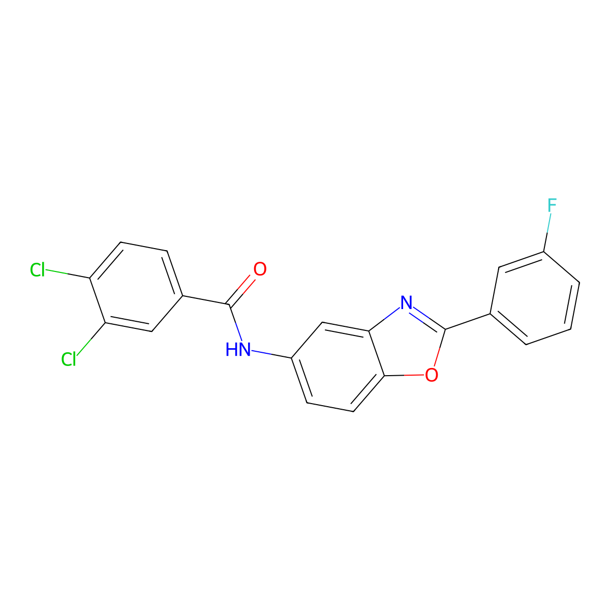 3,4-dichloro-N-[2-(3-fluorophenyl)-1,3-benzoxazol-5-yl]benzamide molecular structure, CAS 433314-61-5