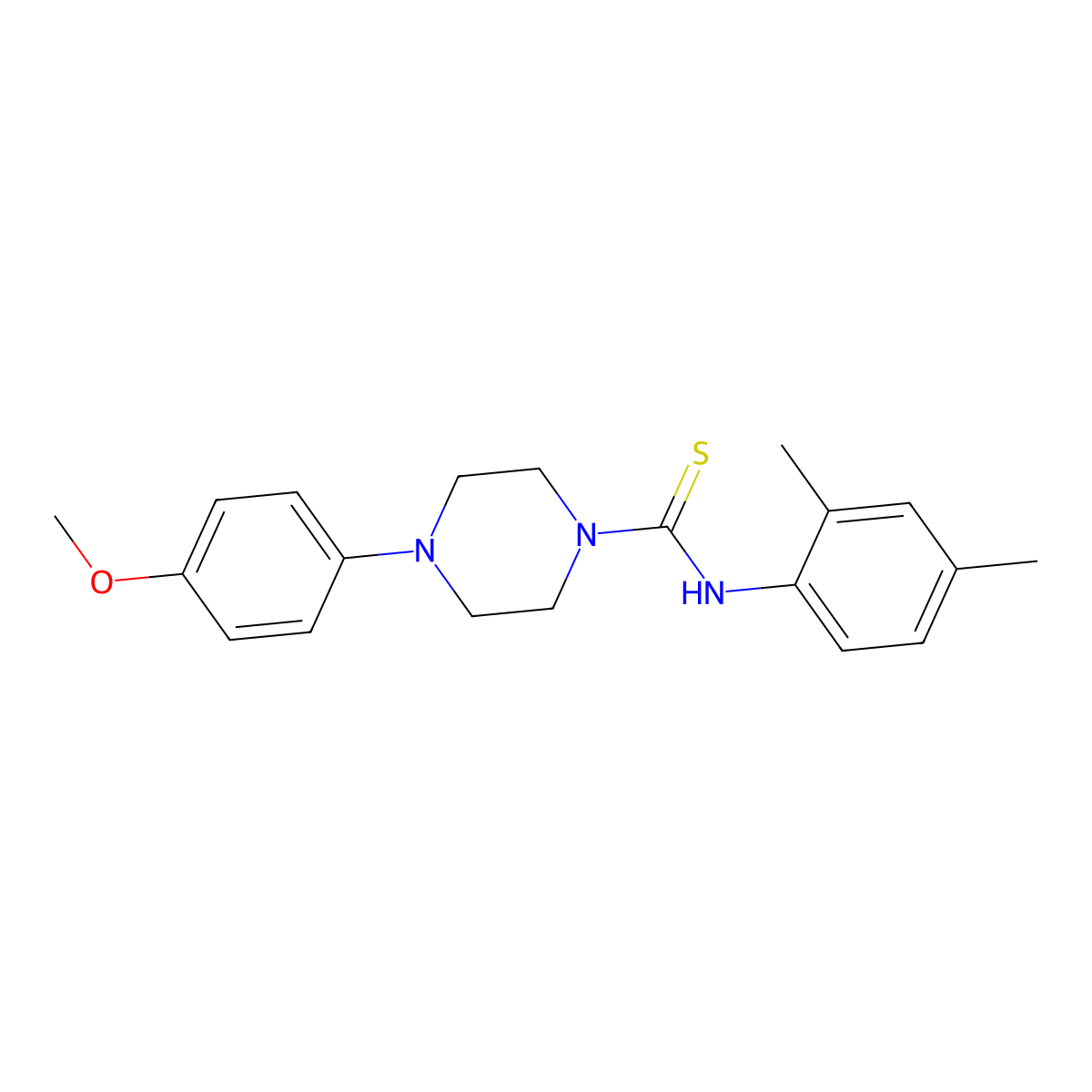 N-(2,4-dimethylphenyl)-4-(4-methoxyphenyl)piperazine-1-carbothioamide molecular structure, CAS 433314-72-8