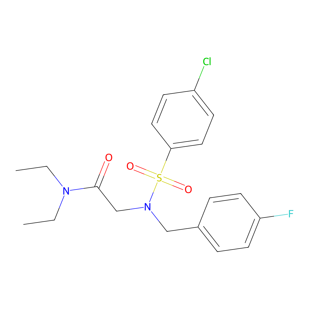 2-[(4-chlorophenyl)sulfonyl-[(4-fluorophenyl)methyl]amino]-N,N-diethylacetamide molecular structure, CAS 433314-74-0