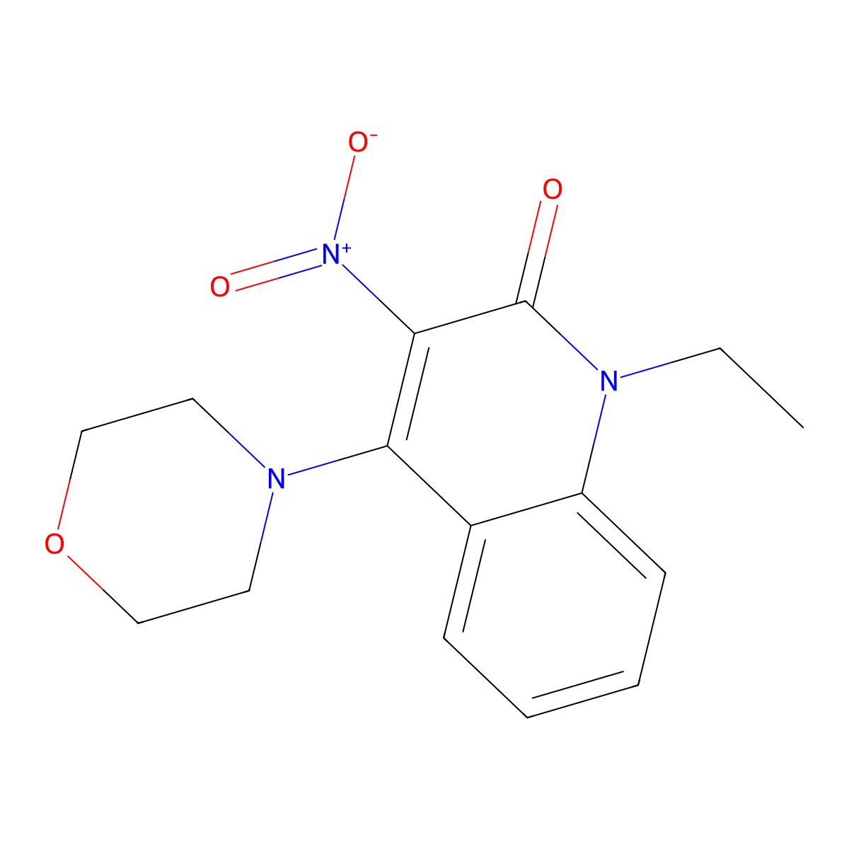 1-Ethyl-4-morpholin-4-yl-3-nitroquinolin-2-one molecular structure, CAS 433314-75-1