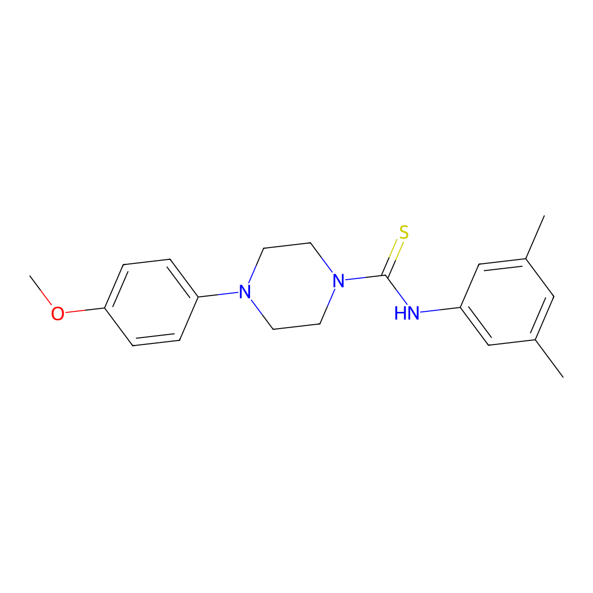 N-(3,5-dimethylphenyl)-4-(4-methoxyphenyl)piperazine-1-carbothioamide molecular structure, CAS 433314-79-5