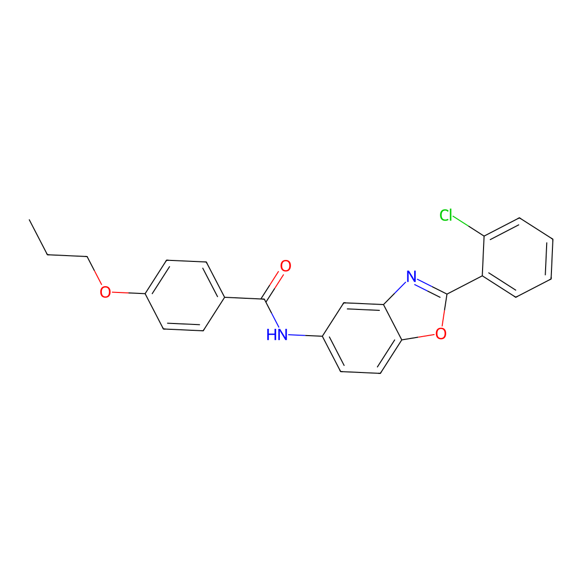 N-[2-(2-chlorophenyl)-1,3-benzoxazol-5-yl]-4-propoxybenzamide molecular structure, CAS 433314-81-9