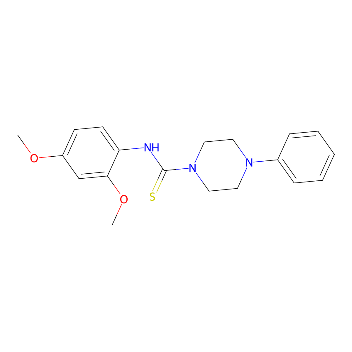 N-(2,4-dimethoxyphenyl)-4-phenylpiperazine-1-carbothioamide molecular structure, CAS 433314-87-5