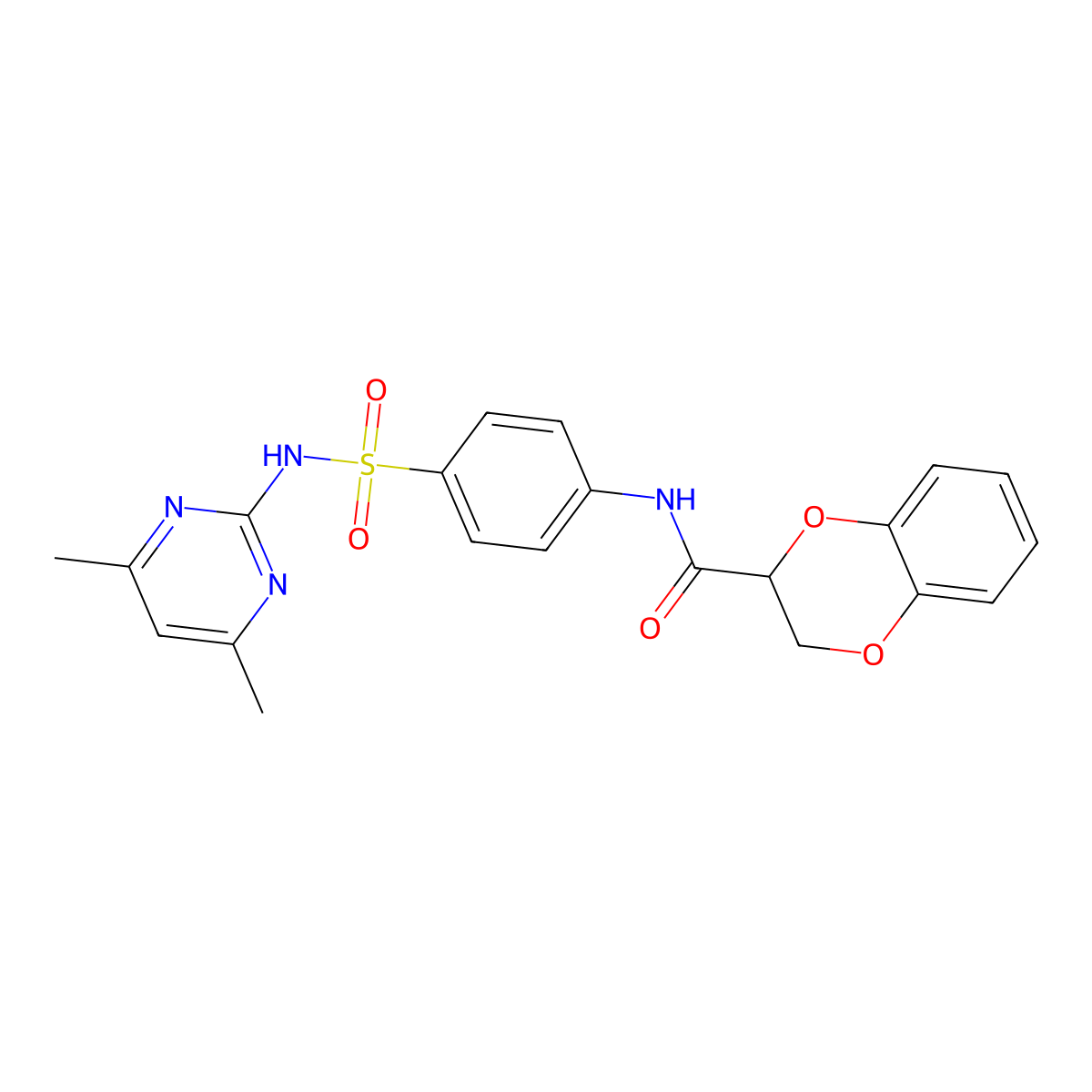 N-{4-[(4,6-dimethylpyrimidin-2-yl)sulfamoyl]phenyl}-2,3-dihydro-1,4-benzodioxine-2-carboxamide molecular structure, CAS 433314-98-8