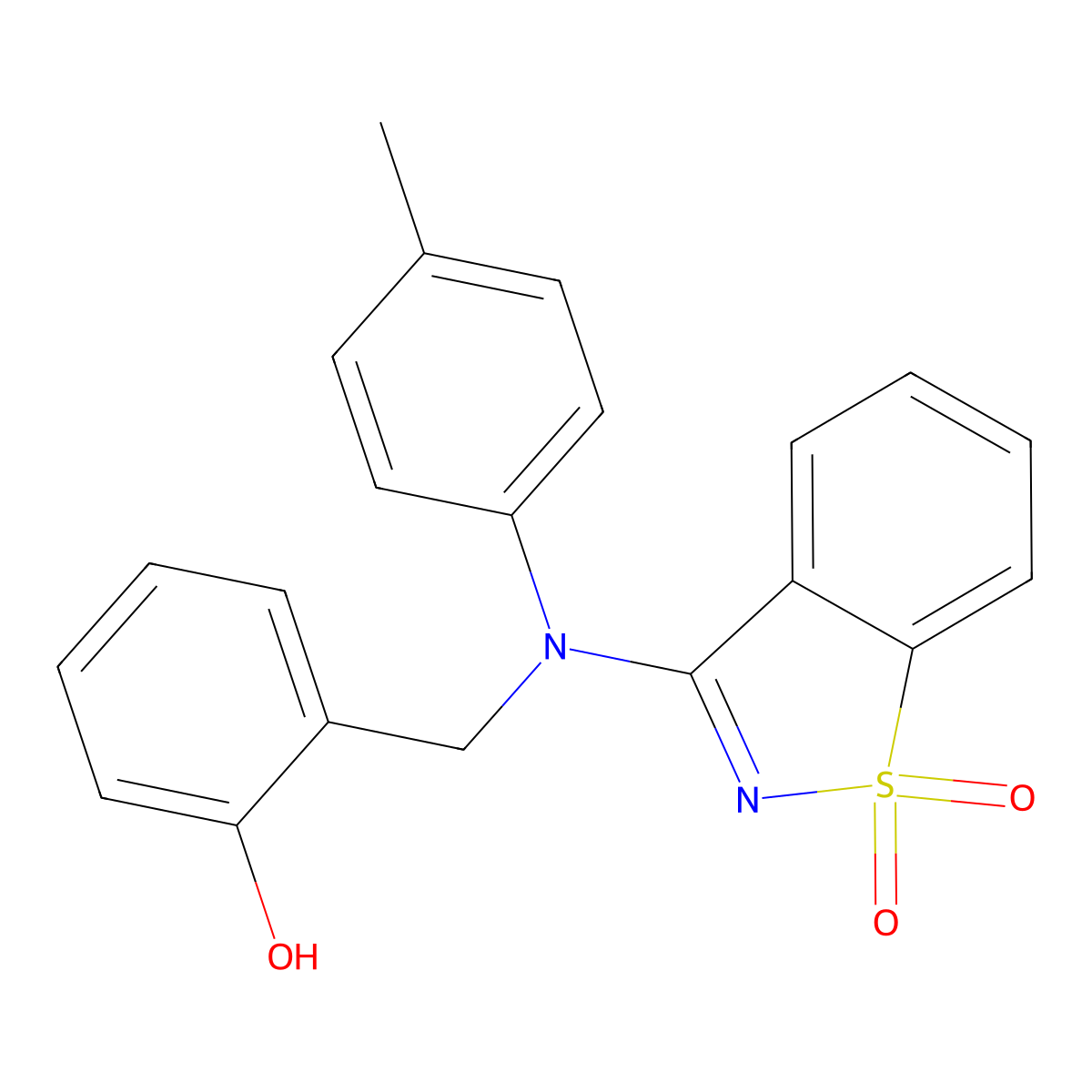 3-((2-Hydroxybenzyl)(p-tolyl)amino)benzo[d]isothiazole 1,1-dioxide molecular structure, CAS 433315-00-5