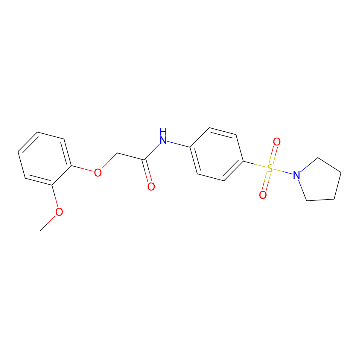 2-(2-methoxyphenoxy)-N-[4-(1-pyrrolidinylsulfonyl)phenyl]acetamide molecular structure, CAS 433315-05-0
