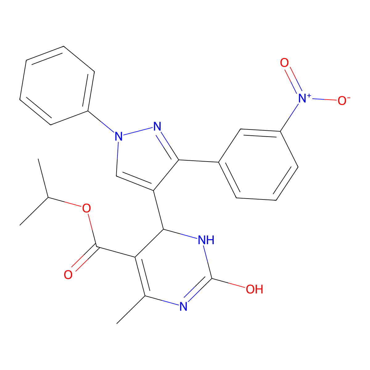 propan-2-yl 6-methyl-4-[3-(3-nitrophenyl)-1-phenyl-1H-pyrazol-4-yl]-2-oxo-1,2,3,4-tetrahydropyrimidine-5-carboxylate molecular structure, CAS 433315-19-6