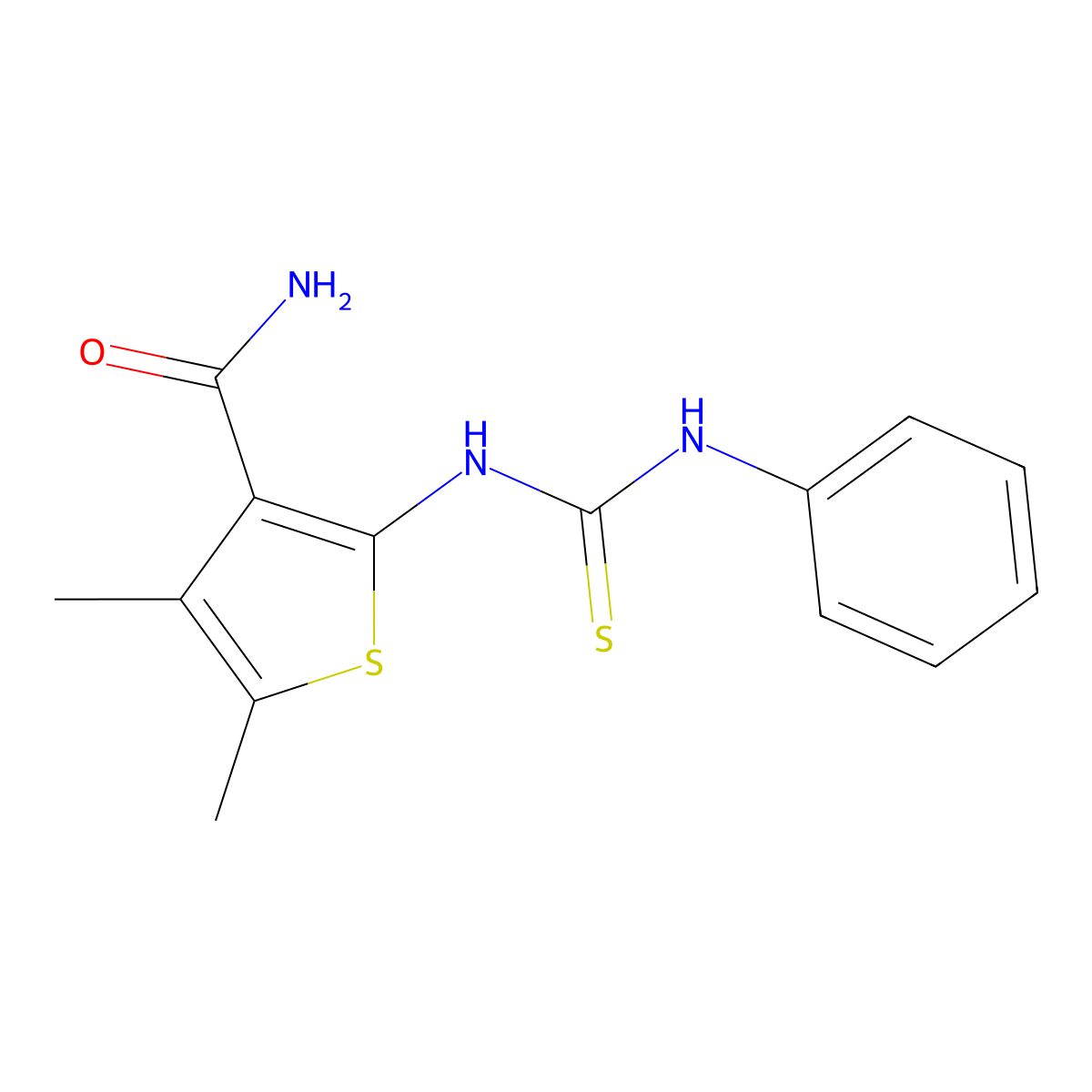 4,5-Dimethyl-2-(phenylcarbamothioylamino)thiophene-3-carboxamide molecular structure, CAS 433315-22-1