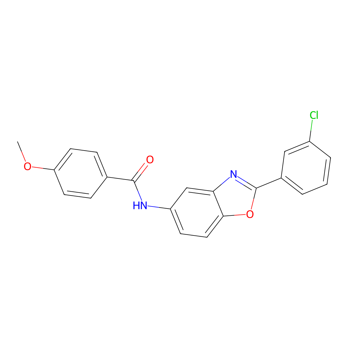 N-[2-(3-chlorophenyl)-1,3-benzoxazol-5-yl]-4-methoxybenzamide molecular structure, CAS 433315-24-3