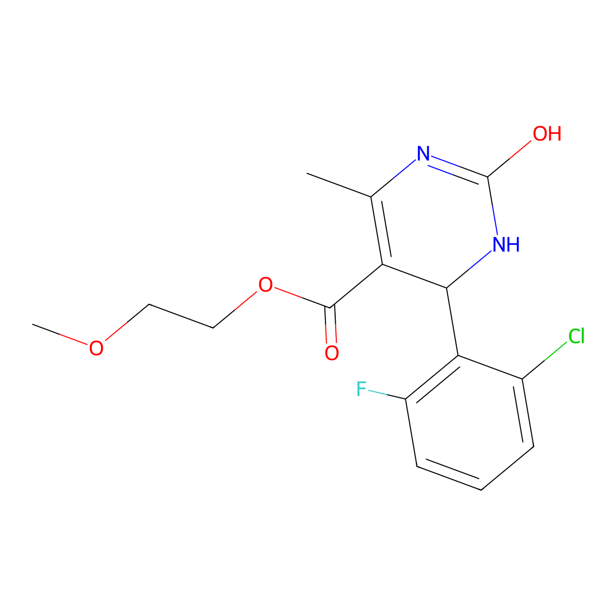 2-Methoxyethyl 4-(2-chloro-6-fluorophenyl)-6-methyl-2-oxo-1,2,3,4-tetrahydropyrimidine-5-carboxylate molecular structure, CAS 433315-28-7