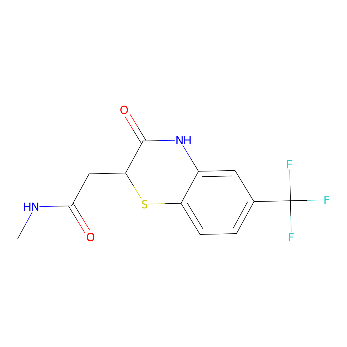 N-methyl-2-[3-oxo-6-(trifluoromethyl)-4H-1,4-benzothiazin-2-yl]acetamide molecular structure, CAS 433315-38-9