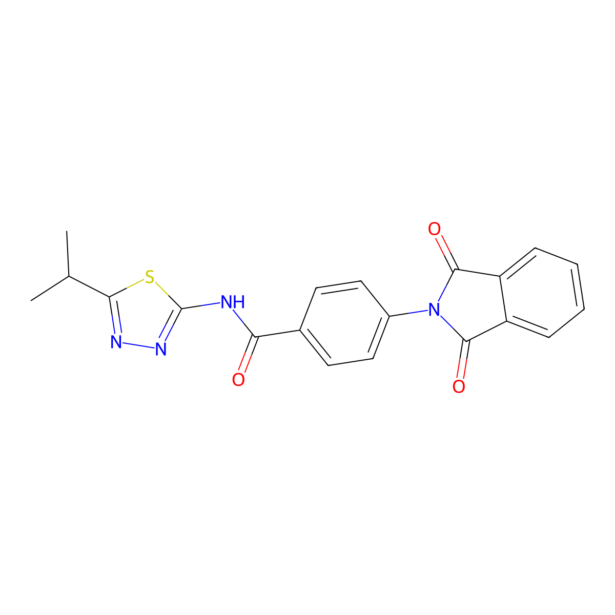 4-(1,3-dioxoisoindolin-2-yl)-N-(5-isopropyl-1,3,4-thiadiazol-2-yl)benzamide molecular structure, CAS 433315-44-7