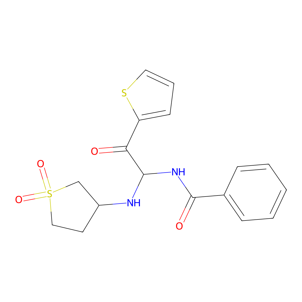 N-{1-[(1,1-dioxothiolan-3-yl)amino]-2-oxo-2-(2-thienyl)ethyl}benzamide molecular structure, CAS 433315-46-9