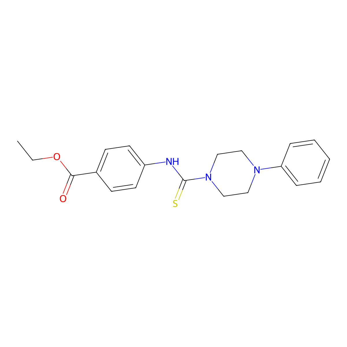 Ethyl 4-{[(4-phenylpiperazinyl)thioxomethyl]amino}benzoate molecular structure, CAS 433315-49-2