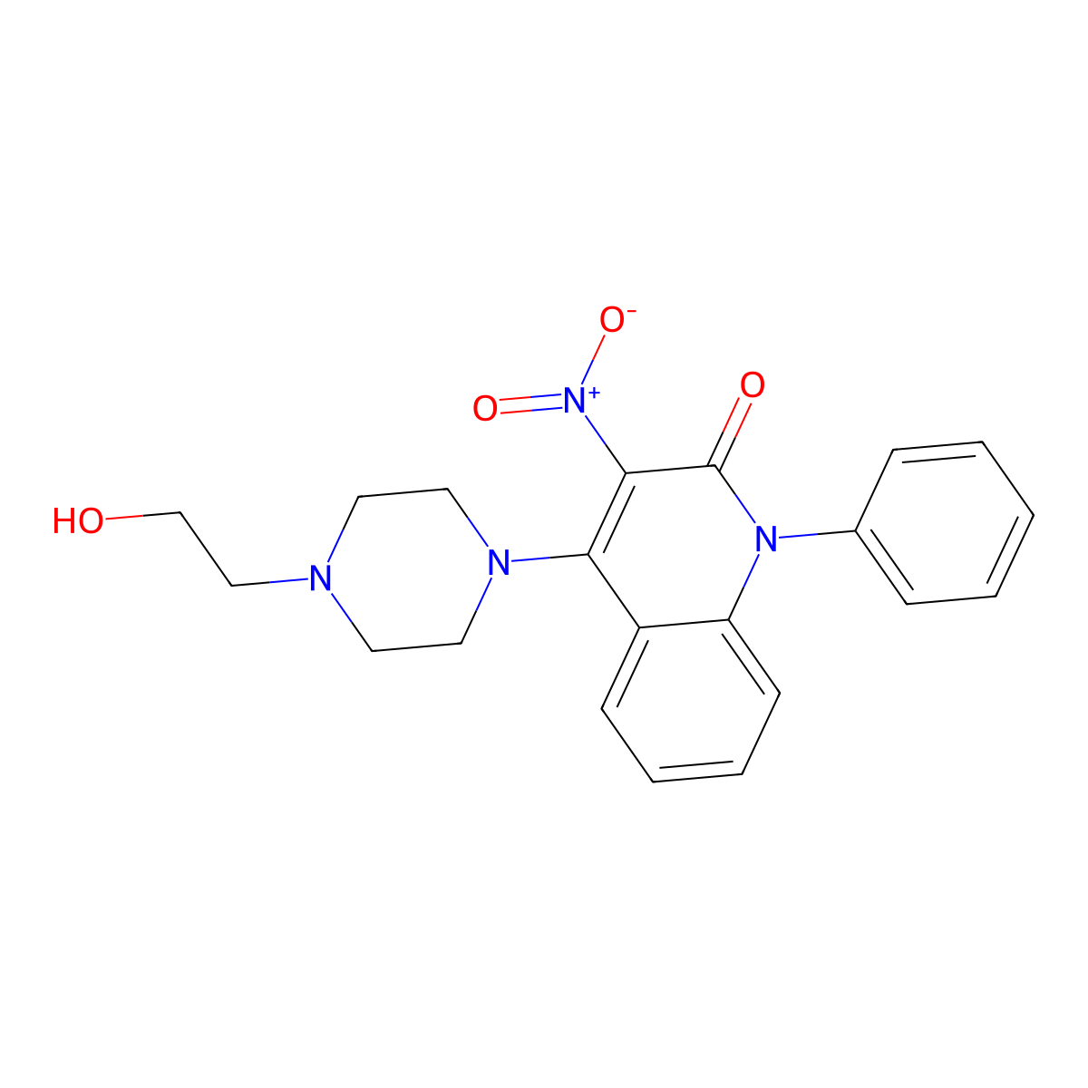 4-(4-(2-hydroxyethyl)piperazin-1-yl)-3-nitro-1-phenylquinolin-2(1H)-one molecular structure, CAS 433315-63-0