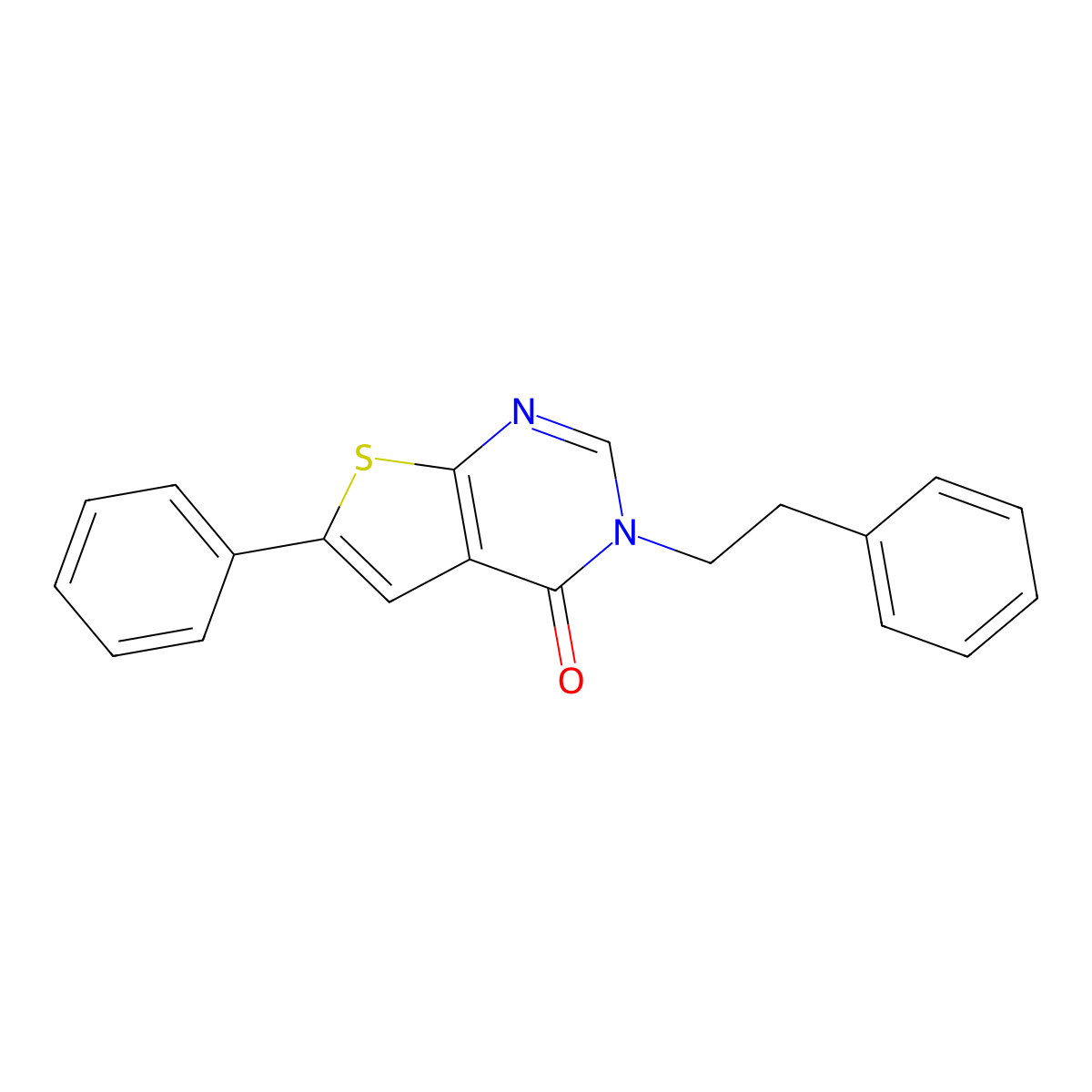 6-phenyl-3-(2-phenylethyl)thieno[2,3-d]pyrimidin-4(3H)-one molecular structure, CAS 433315-65-2