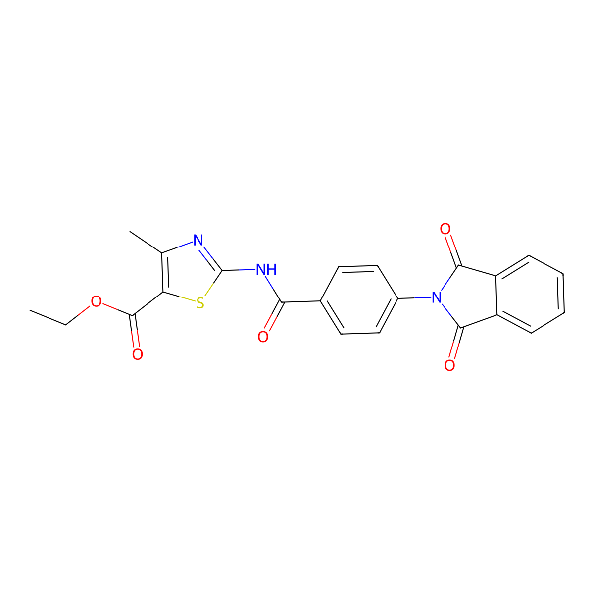 Ethyl 2-(4-(1,3-dioxoisoindolin-2-yl)benzamido)-4-methylthiazole-5-carboxylate molecular structure, CAS 433316-02-0
