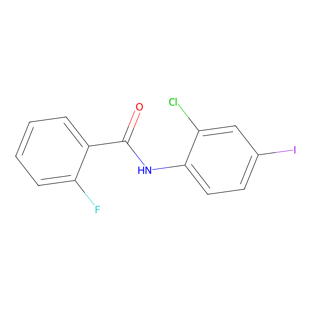 N-(2-chloro-4-iodophenyl)-2-fluorobenzamide molecular structure, CAS 433316-37-1