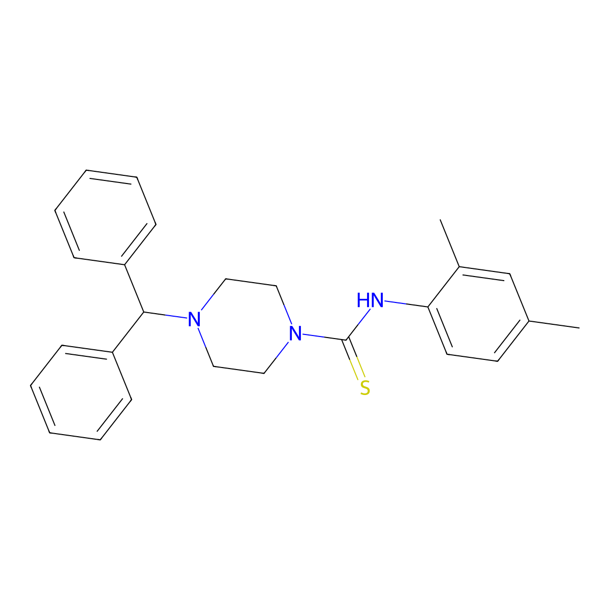 4-benzhydryl-N-(2,4-dimethylphenyl)piperazine-1-carbothioamide molecular structure, CAS 433316-66-6