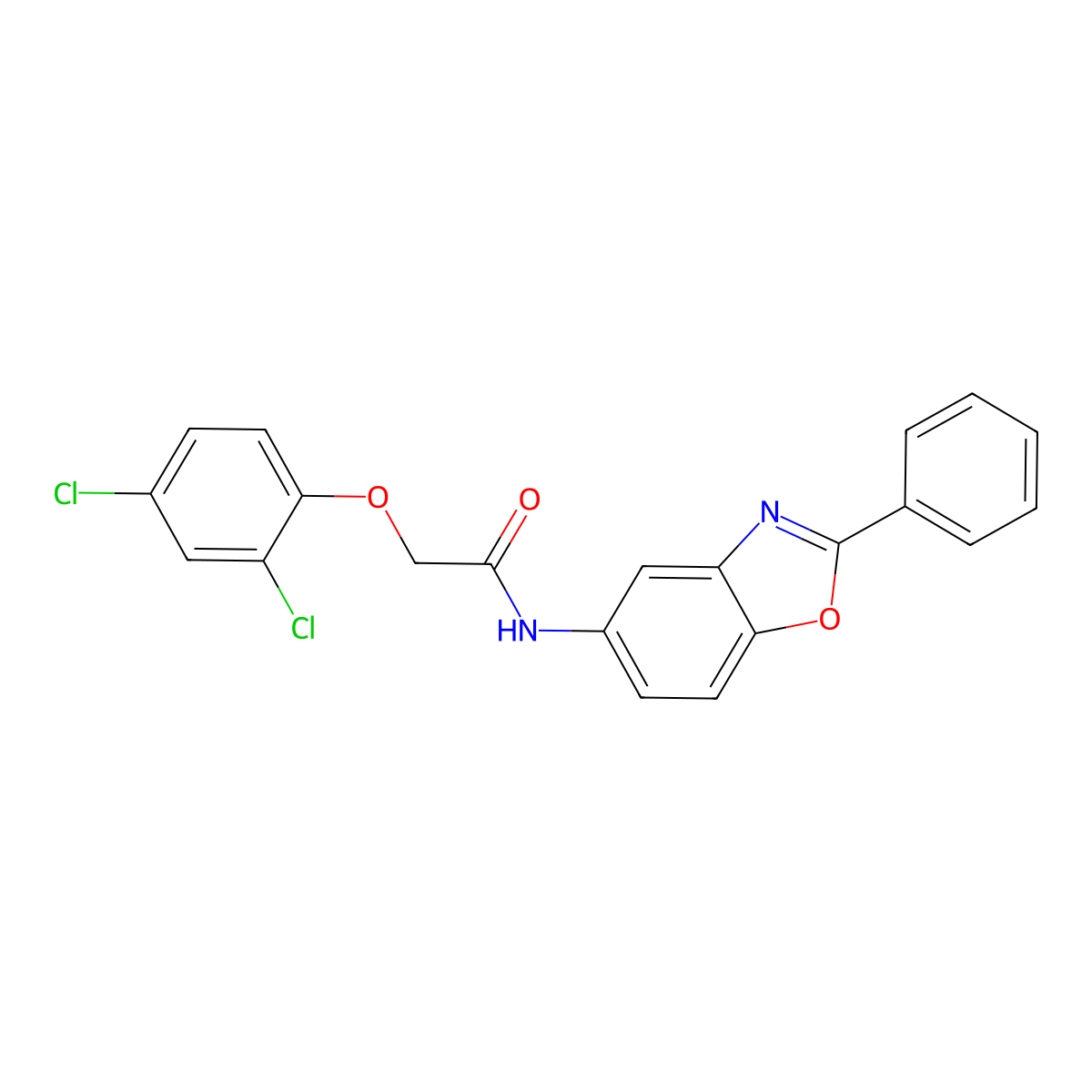 2-(2,4-dichlorophenoxy)-N-(2-phenyl-1,3-benzoxazol-5-yl)acetamide molecular structure, CAS 433316-85-9