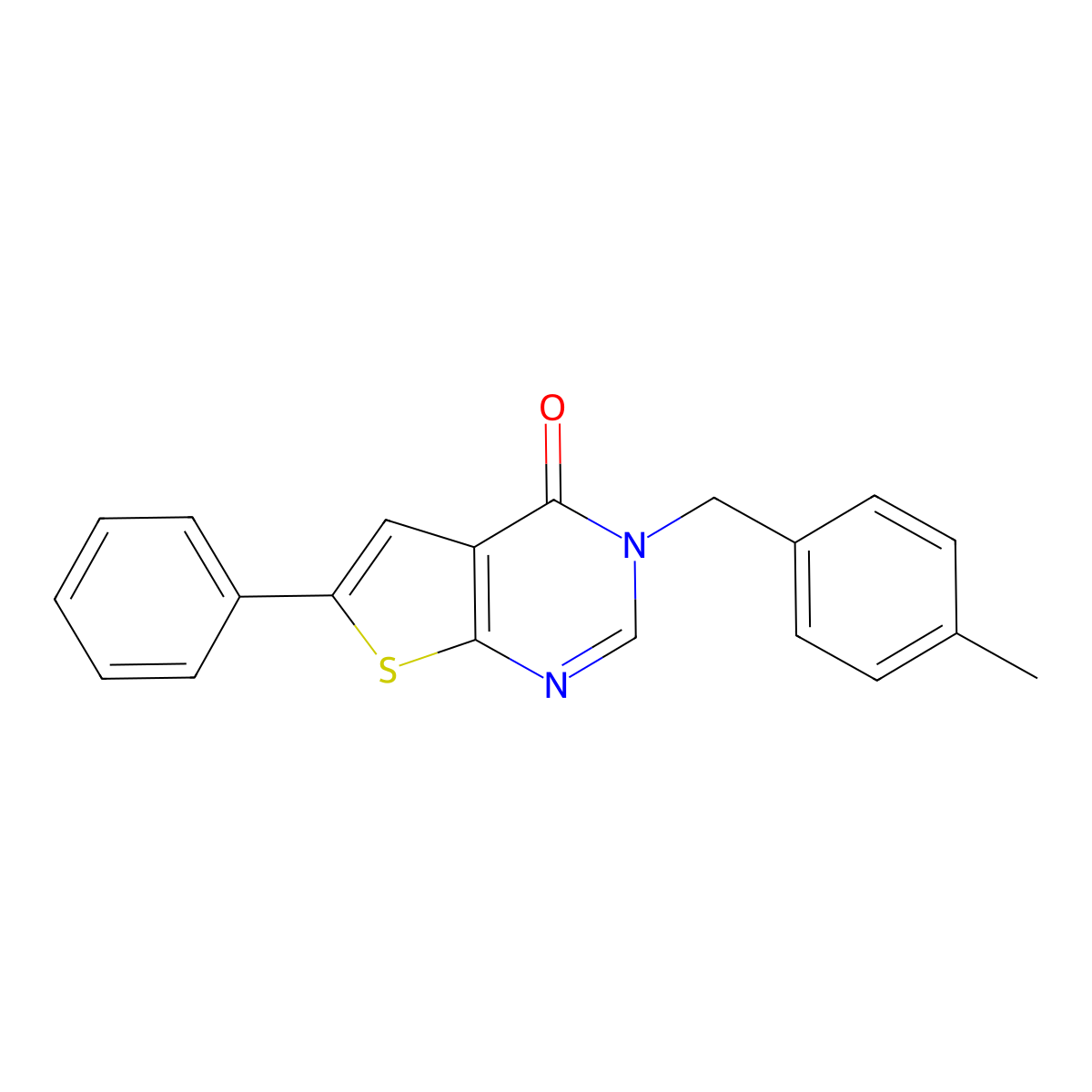 3-[(4-Methylphenyl)methyl]-6-phenylthieno[2,3-d]pyrimidin-4-one molecular structure, CAS 433316-98-4