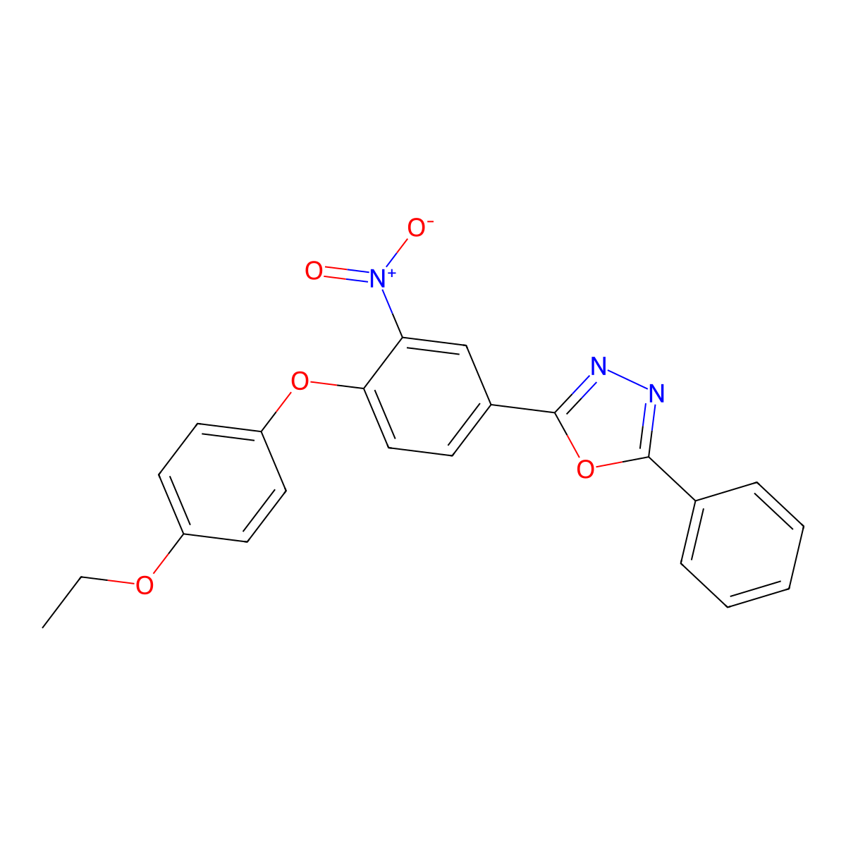 2-[4-(4-Ethoxyphenoxy)-3-nitrophenyl]-5-phenyl-1,3,4-oxadiazole molecular structure, CAS 433316-99-5