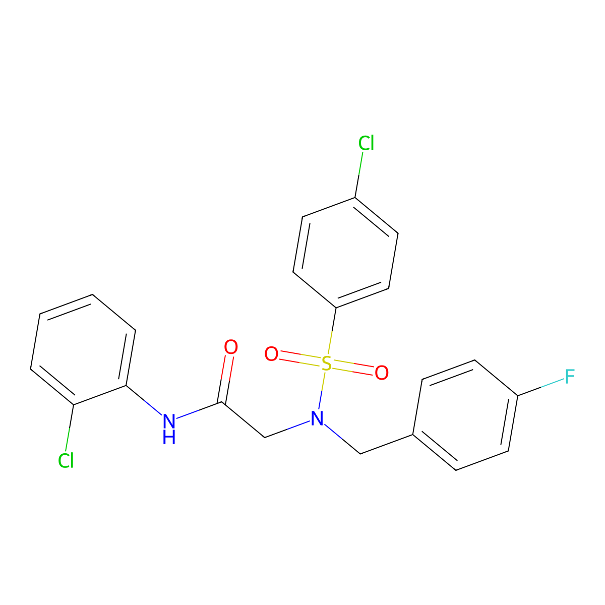 N-(2-chlorophenyl)-2-[(4-chlorophenyl)sulfonyl-[(4-fluorophenyl)methyl]amino]acetamide molecular structure, CAS 433317-18-1