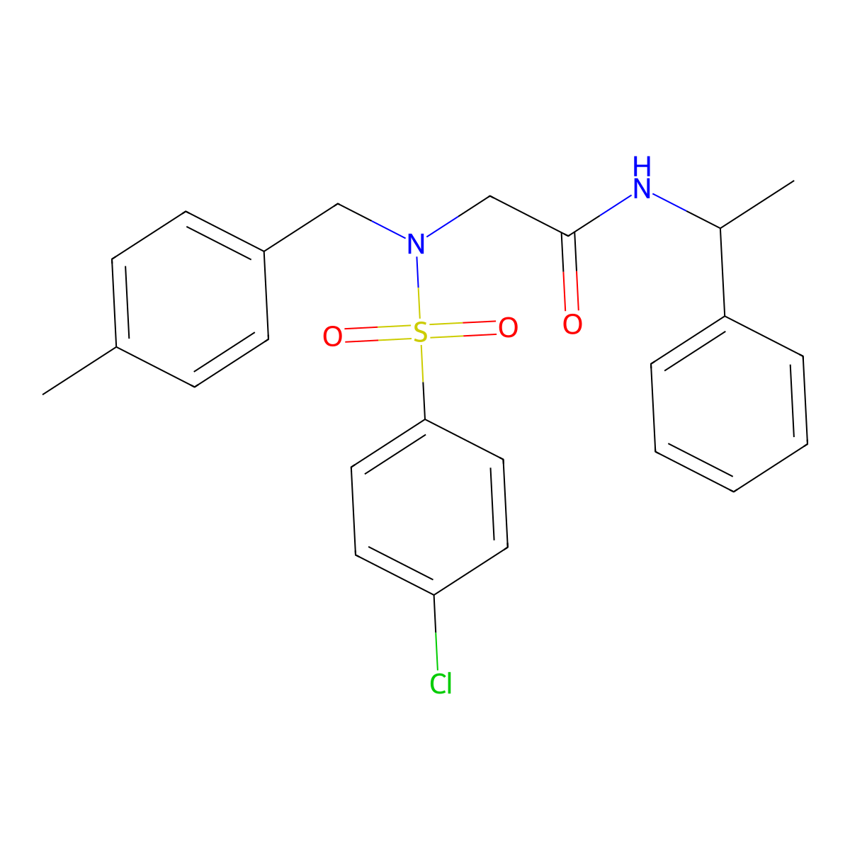 2-[(4-chlorophenyl)sulfonyl-[(4-methylphenyl)methyl]amino]-N-(1-phenylethyl)acetamide molecular structure, CAS 433317-19-2