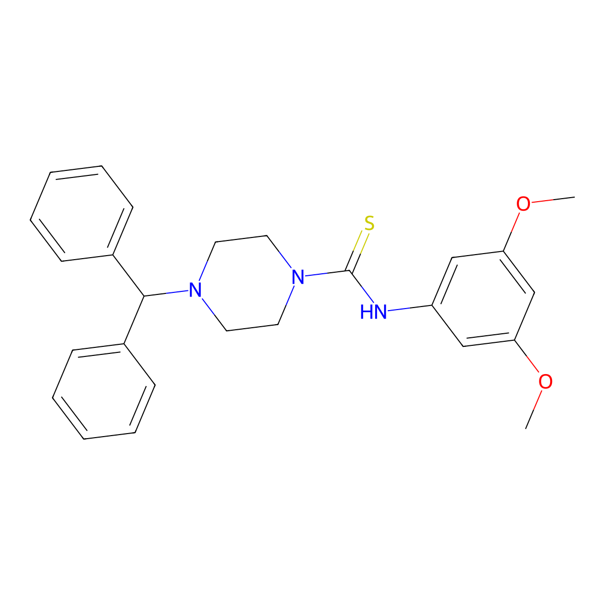N-(3,5-dimethoxyphenyl)-4-(diphenylmethyl)-1-piperazinecarbothioamide molecular structure, CAS 433317-29-4