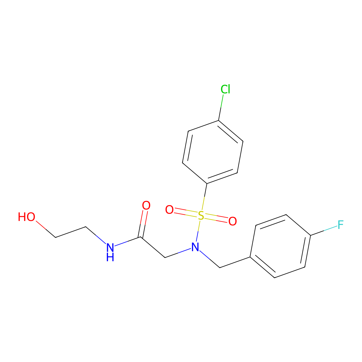 2-[(4-chlorophenyl)sulfonyl-[(4-fluorophenyl)methyl]amino]-N-(2-hydroxyethyl)acetamide molecular structure, CAS 433317-42-1