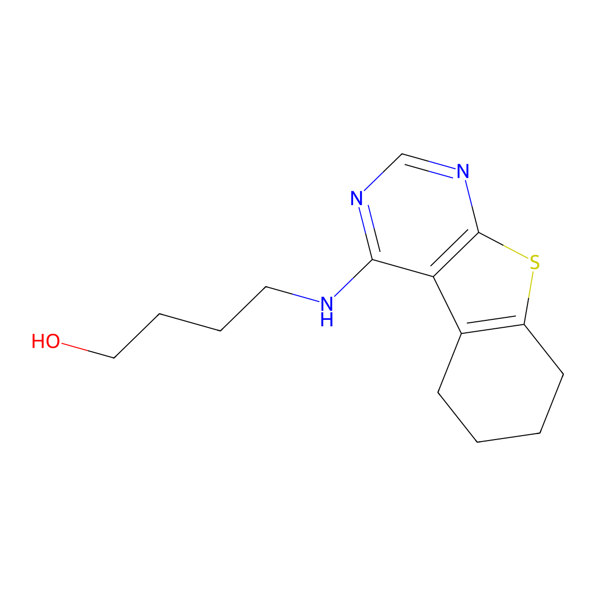 4-(5,6,7,8-Tetrahydro-[1]benzothiolo[2,3-d]pyrimidin-4-ylamino)butan-1-ol molecular structure, CAS 433317-92-1