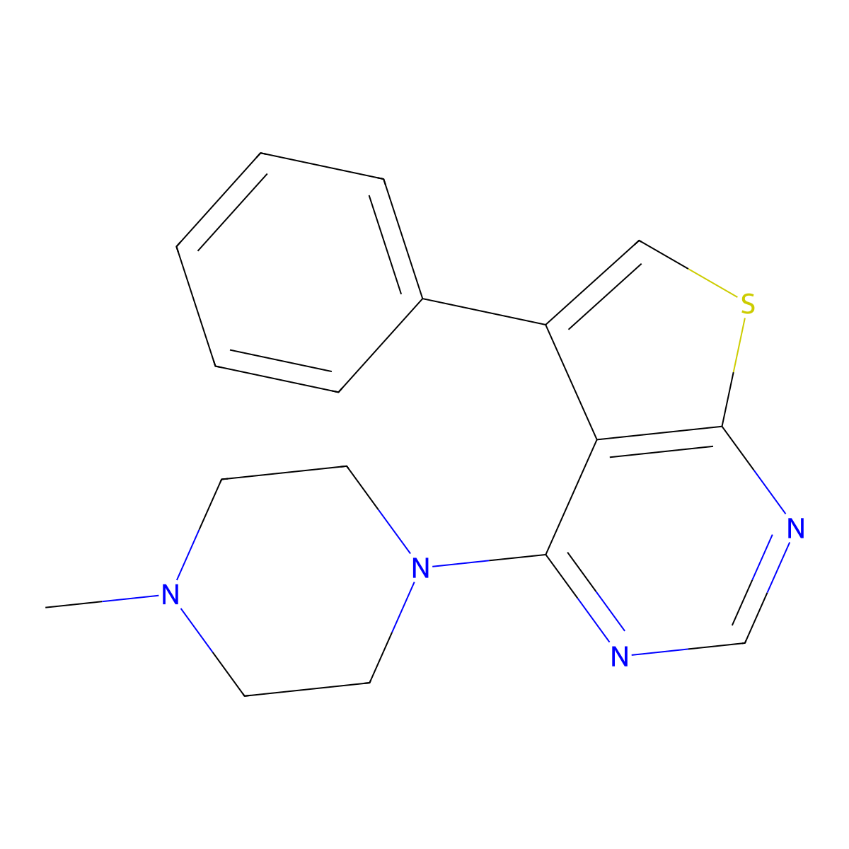 4-(4-Methylpiperazin-1-yl)-5-phenylthieno[2,3-d]pyrimidine molecular structure, CAS 433318-01-5